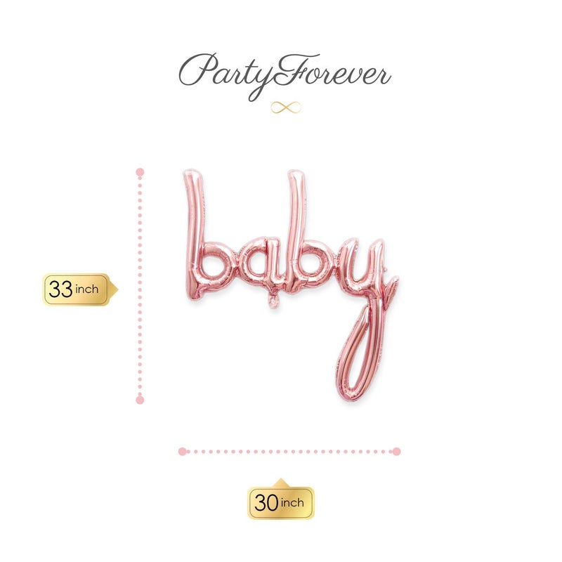PartyForever Baby Girl Balloon Rose Gold Letters for Baby Shower Decorations, Girl Gender Reveal Foil Balloons Letters Banner - Image 3